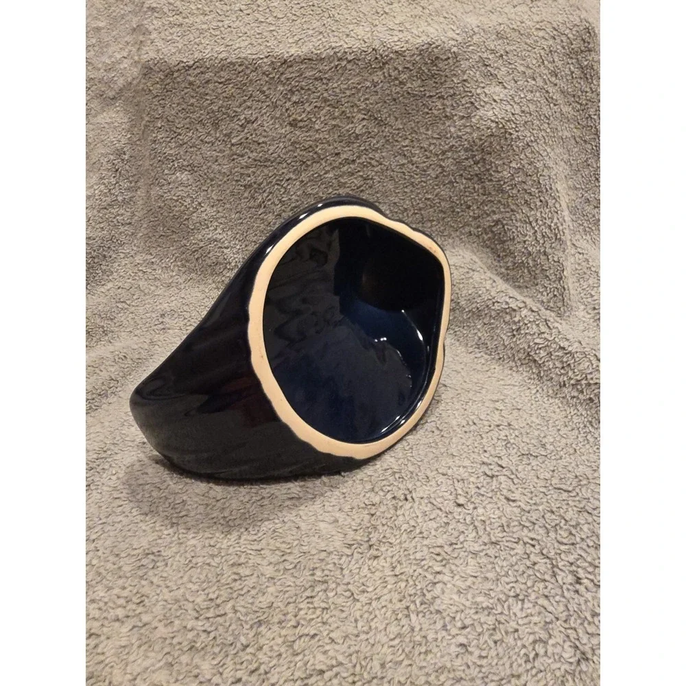 Vintage Swan Soap‎ Trinket Towel Dish Navy Blue Ceramic Elegant Cottage Grandma